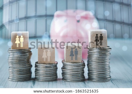 Coins stack and square wood with  HR Human people icon on the dark background, Money spending planning, plant growing up on coins and investment budget, Save money for prepare in the future, 