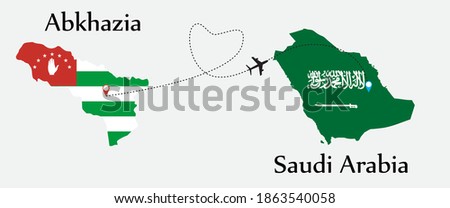 Airplane transport from Abkhazia to Saudi Arabia. Concept a good tour travel and business of both country.