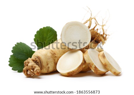 Ginseng roots on a white background