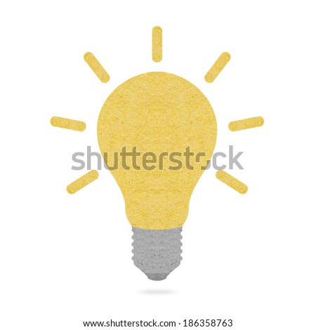 Light bulb made of recycled paper isolated on white background