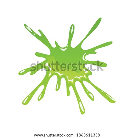 Green slime. Goo blob splashes, toxic dripping mucus. Slimy splodge and drops, liquid borders. Cartoon isolated vector decorative forms of playing blotch. Snot
