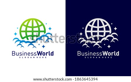 Cloud World logo vector template, Creative world logo design concepts