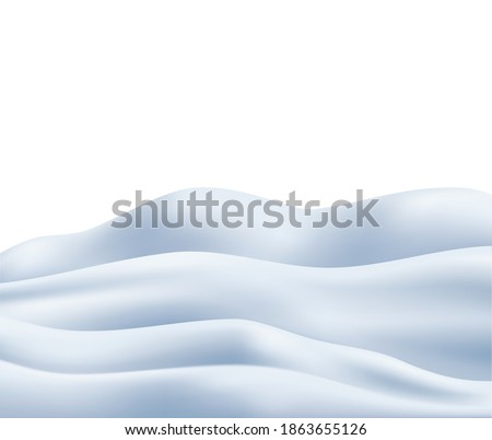 Snow wavy snowdrift with winter symbols realistic vector illustration