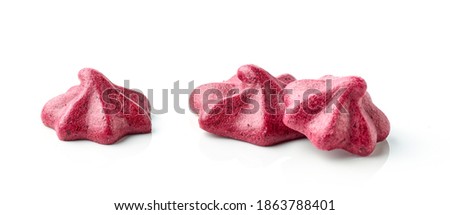 cranberry and blackcurrant pastilles, organic snack with apple and eggs white isolated on white background