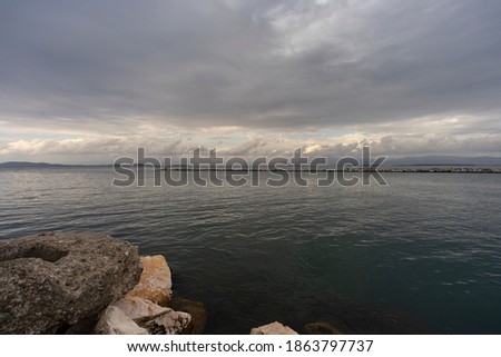 sea landscape picture in very nice cloudy weather in greece fanari port