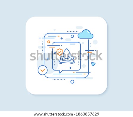 Flood insurance line icon. Abstract vector button. Flooding risk coverage sign. Water drop protection symbol. Flood insurance line icon. Speech bubble concept. Vector
