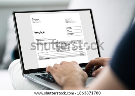 Online Invoice Management And Electronic Billing On Computer Royalty-Free Stock Photo #1863871780