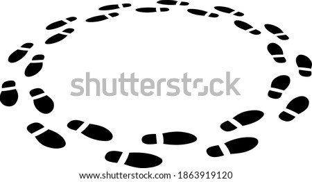 isolated footprints in circle - clip art illustration