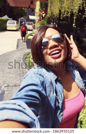 Woman happy smile taking a selfie
