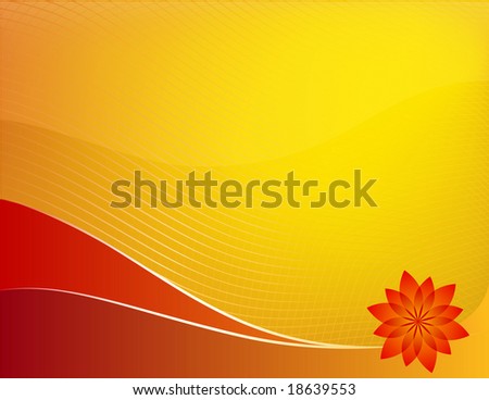 Orange summer background: composition of curved lines and flower - great for backgrounds, or layering over other images or text