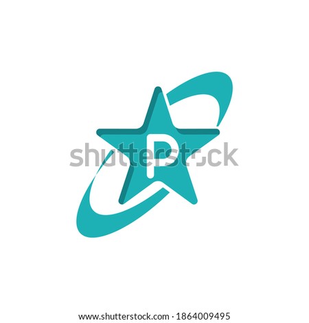 letter P and star logo design template elements