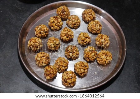 Healthy and sweet groundnut or peanut and Jaggery Laddoo