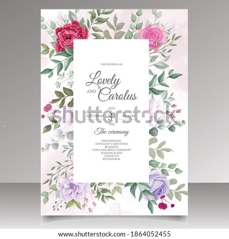 Wedding invitation card with beautiful blooming floral
