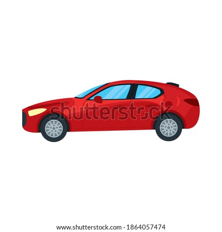 red hatchback car icon over white background, colorful design, vector illustration