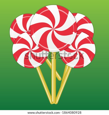 Christmas candy lollipops. Xmas holiday candies isolated for kids vector illustration, candys confectionery sweets traditional dessert