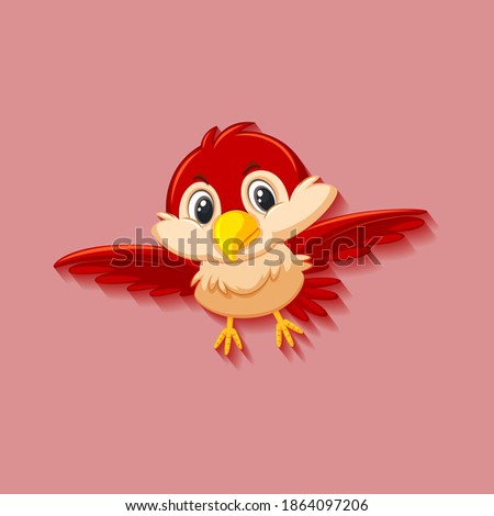 Cute red bird cartoon character illustration