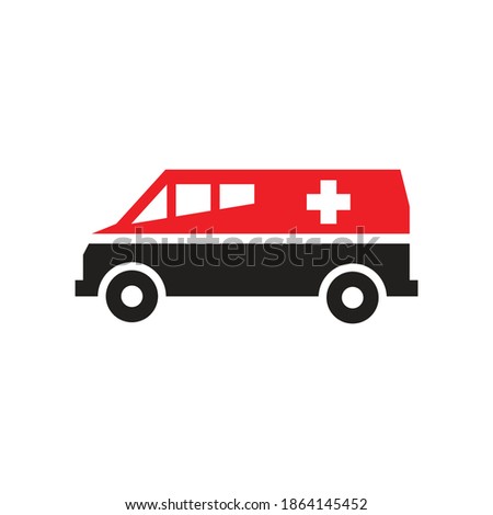 Ambulance car icon design. First-aid speed van automobile. Vector illustration. 