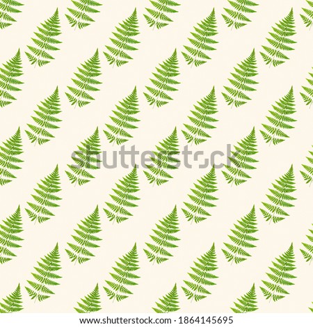 Green fern leaf on a light background-seamless pattern. Natural dry leaf of the plant, ornament. Packaging for eco-friendly products, unity with nature, environmental friendliness