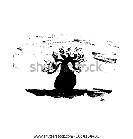 vector illustration baobab tree. Sketch baobab. African tree