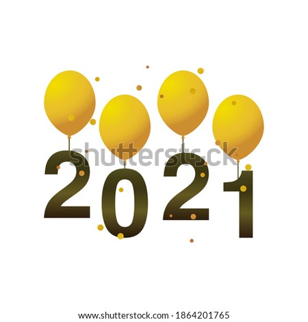 happy new year 2021 golden balloons with numbers on white background vector illustration
