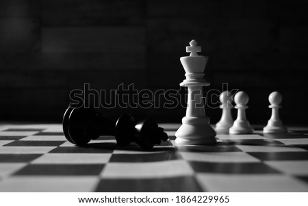 Chess King Checkmate Black and While Image Royalty-Free Stock Photo #1864229965