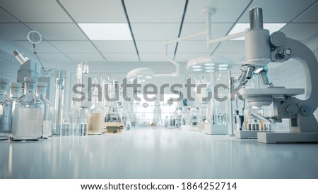 Chemical laboratory glassware. Laboratory equipment. Physical chemistry laboratory equipment. Vaccine production Royalty-Free Stock Photo #1864252714