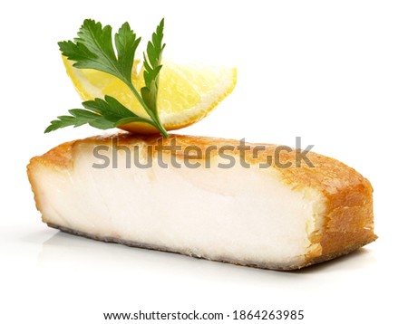 Smoked Halibut Fish Fillet isolated on white Background