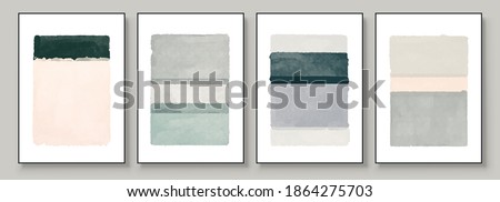 Set of Abstract Hand Painted Illustrations for Wall Decoration, Postcard, Social Media Banner, Brochure Cover Design Background. Modern Abstract Painting Artwork. Vector Pattern Royalty-Free Stock Photo #1864275703