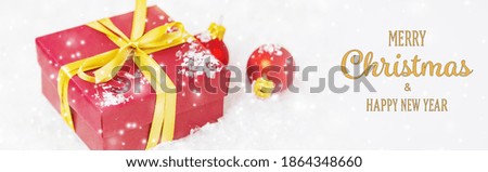 Christmas background greeting card with beautiful decor. Selective focus.