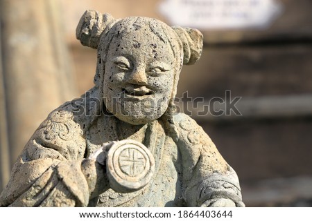 Portrait of ancient Chinese patrician Statue or Carved stone doll
