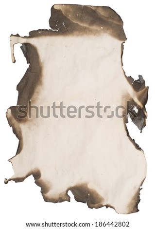 burnt paper isolated on white