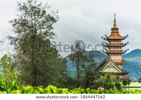 view of " Buu Minh " pagoda, Gia Lai, Vietnam. Royalty high-quality free stock image landscape of pagoda in Vietnam. Religious and landscape concept