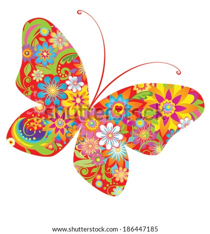 Abstract flowers butterfly