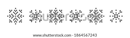 Snowflakes. Pixel icons for web. Christmas icons. Black pixel snowflakes on a white background. Vector illustration