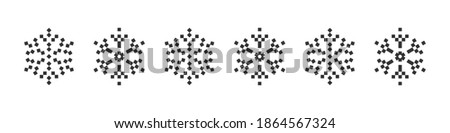 Snowflake icons set. Pixel icons. Christmas icons. Black pixel snowflakes on a white background. Vector illustration