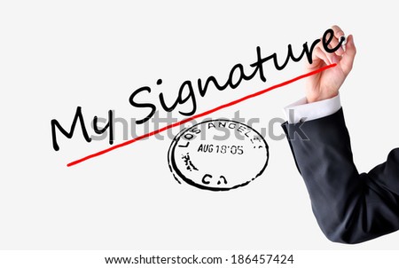 Signing a contract concept