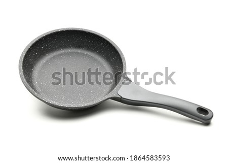 Granite stone non-stick frying pan isolated on white background     