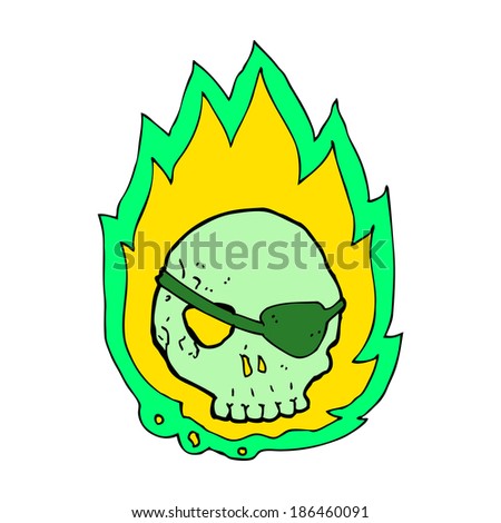 cartoon burning skull