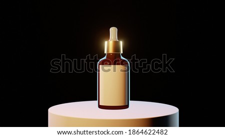 cosmetic jars with gold inserts on black background, banner, mockup