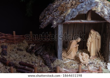 Wood Christmas Nativity Scene Stable