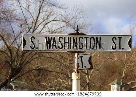 Washington street sign at intersection.