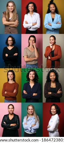Group of 6 beautiful commercial women laughing
