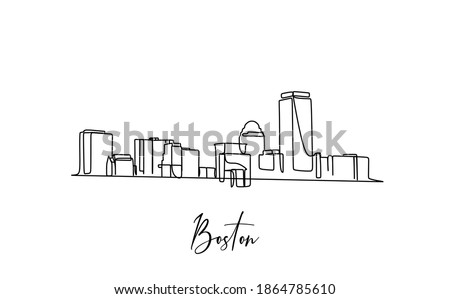 City Skyline. Continuous one line drawing