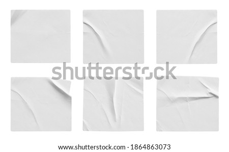 Blank white sticker label set isolated on white background