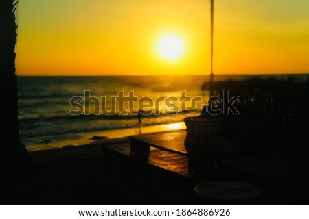 The rising sun looks very beautiful at the seaside in Hua Hin District, Prachuap Khiri Khan Province, Thailand.