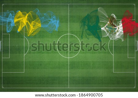 Palau vs Mexico Soccer Match, national colors, national flags, soccer field, football game, Competition concept, Copy space