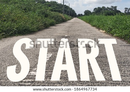 Start line on the highway concept for business planning.