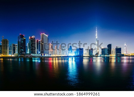 Dubai city skyline and waterfront, United Arab Emirates
