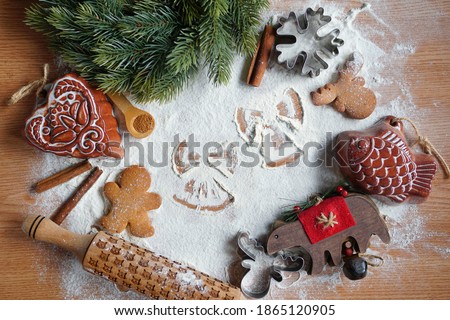 Flour angels digital background gingerbread baking christmas          