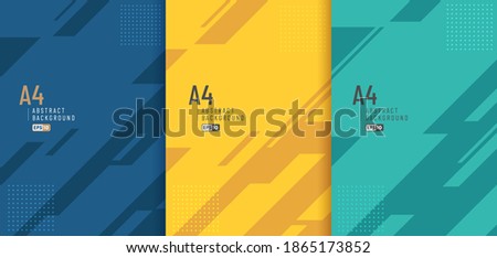 Set of abstract diagonal geometric blue yellow green color background and lines texture with copy space. Modern and minimal style. You can use for template, poster, banner web, print. Vector EPS10 Royalty-Free Stock Photo #1865173852